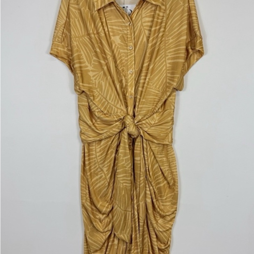 Nina Parker Button Down Tie Front Midi Dress
